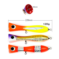 Leurre de pêche à la traîne en bois fait main 120g 150g, gros popper pour eau salée/mi-eau, appât pour la pêche en lac et en rivière, sans hameçons