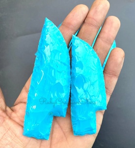 งานแก้วสีเขียวขุ่นแกะสลักด้วยมือ รูปปั้นอัญมณีพร้อมดีไซน์จักระและสัญลักษณ์นำโชค สำหรับนักสะสมงานศิลปะ งานฝีมือราชสถาน - Product Image 5