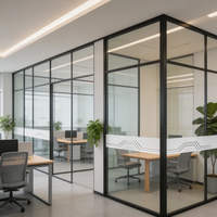 Système de cloisons modulaires en verre, panneaux de 12 mm d'épaisseur, cadre en aluminium, design moderne, isolation phonique, mobile, facile à installer, chambre, salle à manger