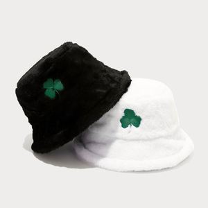 Autumn Winter Trendy Women's Fisherman Bucket Hat With Embroidery Clover Trefoil <b>Leaf</b> - Product Image 2