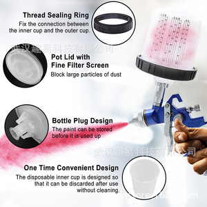 Disposable <b>Spray</b> <b>Paint</b> Cup 600Ml <b>Plastic</b> Gravity Feed Set <b>For</b> Surface Painting - Product Image 3