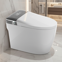 WC intelligent automatique monobloc en céramique, à poser au sol, avec cuvette allongée, siphon en S, siège chauffant et télécommande, fonction bidet