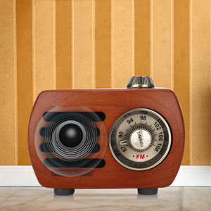 Radio <span class=keywords><strong>FM</strong></span> compacte rétro en bois massif, style vintage en bois de cerisier, mini radio de bureau avec haut-parleur intégré pour la décoration de la maison - Product Image 5