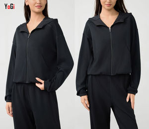 2025 personnalisable léger femmes à manches longues veste d'entraînement surdimensionné court capuche poches Sports d'hiver <span class=keywords><strong>Jogging</strong></span> respirant - Product Image 3