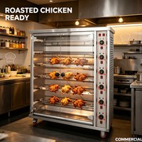 Four à rôtir poulets à 6 broches, gaz commercial, en acier inoxydable, pour petit restaurant