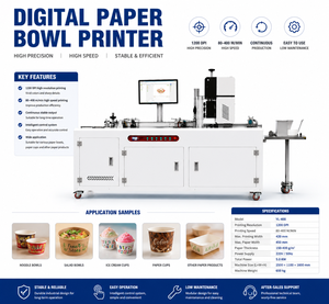 Imprimante numérique UV jet d'encre multi-matériaux pour bols en papier, automatique, haute résolution 1200 DPI, impression de films d'étiquettes pour emballages alimentaires en rouleau - Product Image 1