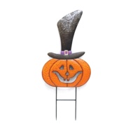 Décor de piquets de jardin Citrouilles d'Halloween en métal