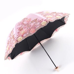 LOTUS Dentelle 3D Fleur Broderie <span class=keywords><strong>UV</strong></span> <span class=keywords><strong>50</strong></span> <span class=keywords><strong>Parasol</strong></span> de Mariage Tissu Parapluie Miel Designer Vintage avec Revêtement Noir Fer Europe - Product Image 2