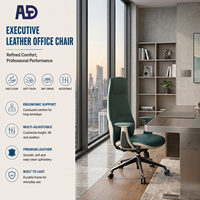 Chaise de bureau de direction ergonomique moderne de luxe à dossier haut en cuir véritable avec soutien lombaire, pivotante et réglable en hauteur