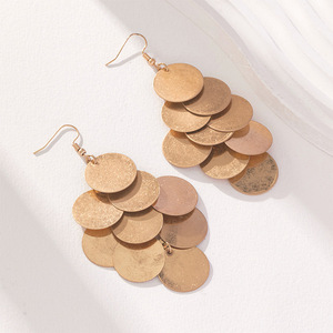 Pendientes de Aro con Borlas de Aleación de Zinc, Diseño Geométrico, para Fiestas, Moda Femenina - Product Image 1