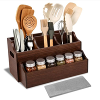 Porte-couverts en bois à plusieurs compartiments, support pour ustensiles de cuisine en bois, pour outils de cuisine, pots à épices