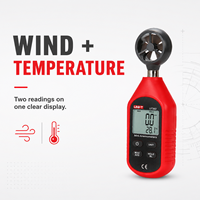 Anémomètre numérique portable UNI-T Ut363, mesure de la vitesse du vent, testeur de température, affichage LCD, débit d'air, résolution 0,1 m/s, 0,5