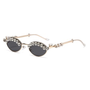 Lunettes de soleil ovales pour femmes, style luxe, avec strass, protection UV400, pour adultes - Product Image 4