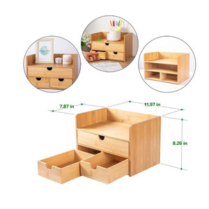 Tabletop <strong>Mini</strong> Small <strong>Drawer</strong> Storage Kitchen Countertop Organizer Bamboo Desk Organizer With <strong>Drawers</strong> - Product Image 2