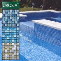 Vente en gros de mosaïques de piscine carrées de style européen, bleues, en verre cristal, pour l'extérieur
