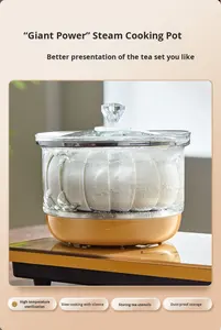 Bouilloire électrique en verre entièrement automatique à remplissage par le bas avec <span class=keywords><strong>table</strong></span> à thé intégrée et chauffe-thé à induction - Product Image 3