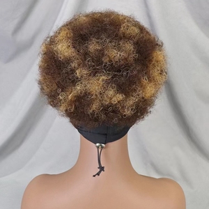 A prezzi accessibili 100% <span class=keywords><strong>capelli</strong></span> umani <span class=keywords><strong>parrucche</strong></span> con fascia di colore 4/30 <span class=keywords><strong>parrucche</strong></span> con sciarpa naturale piena macchina corta Afro parrucca riccia per donna - Product Image 4