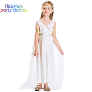 Soldes d'Halloween HESPER : Costume de Fille, Costume de Déesse Grecque, Déguisement d'Athéna pour Enfants, Longue Robe Blanche - Product Image 2