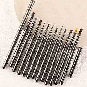 Ensemble de pinceaux pour nail art de style japonais, pinceaux pour gel French Tip et liner ombré avec virole en cuivre pour salon - Product Image 3