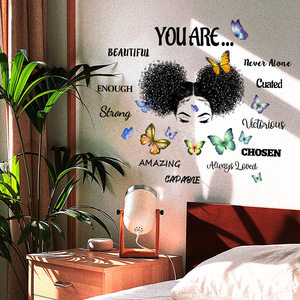 <span class=keywords><strong>Sticker</strong></span> <span class=keywords><strong>mural</strong></span> dessin animé fille <span class=keywords><strong>texte</strong></span> inspirant Stickers muraux pour chambre d'enfants - Product Image 1