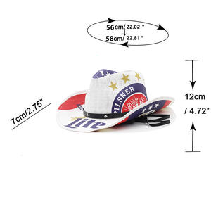Sombrero de Paja Estilo Vaquero para Hombre, Elegante y Cómodo, con Decoración de Estrella Negra y <span class=keywords><strong>Cerveza</strong></span> Miller Lite, Ideal para Fiestas de Verano en la Playa - Product Image 6