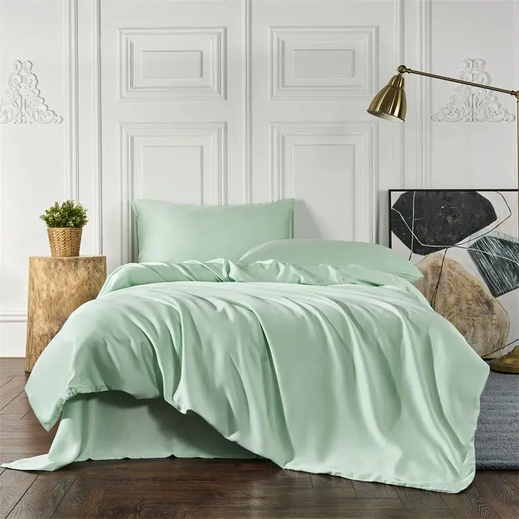 Oneeko — linge de lit de luxe en feutre rafraîchissant, literie 100% organique, Lyocell en bambou Turquoise, ensembles de literie en sac