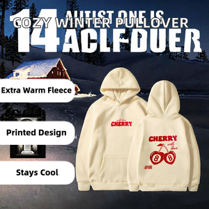 Directo de Fábrica, Sudadera con Capucha Estilo Ecuestre para Otoño e Invierno, Gruesa, con Hombros Caídos, Forro Polar y Cierre de Puño Acanalado - Product Image 3