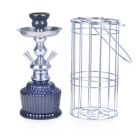 Chicha Électrique en Verre Portable à Double Tuyaux, Narguilé Complet avec Cage en Fer – Vente en Gros