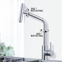 Robinet de cuisine en acier inoxydable 304 en gros Mitigeur d'évier rotatif à 360 °