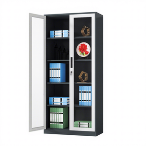 Armoire de classement en acier à deux portes vitrées pour bureau, vente en gros - Product Image 5