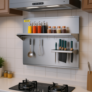 Vevor Plaque murale de protection pour hotte aspirante en acier inoxydable 30 x 30,7 pouces, avec étagère de rangement, pour cuisine - Product Image 2