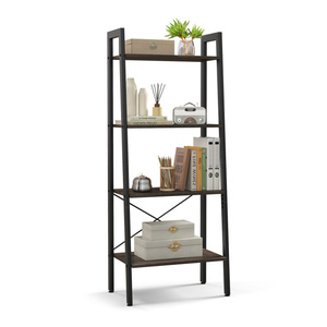 Étagère à 4 niveaux DB, structure métallique, brun rustique, pieds réglables, étagère de rangement pour salon - Product Image 6