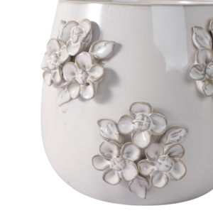 Vaso in Ceramica con Design Floreale Classico e Dettagli Floreali in Rilievo per Piante da Interno e Succulente - Product Image 5