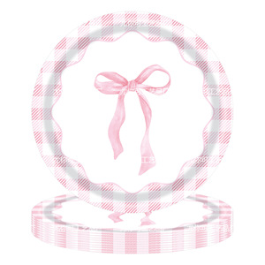 Pink Bow Birthday Party Dinnerware Set Paper Plates Napkins Cups <b>Tablecloth</b> 40-60 Pcs Environment Friendly Birthday Decorations - Product Image 2