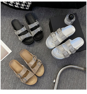 Ciabatte da Donna Stile Africano con Strass, Sandali Neri con Diamanti Luccicanti, Scarpe Eleganti e alla Moda - Product Image 3