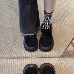 2025 Spring Fashion Women's Retro British Style Single <b>Chunky</b> Leather <b>Shoes</b> Small Thick Bottom Commuter Style - Product Image 4