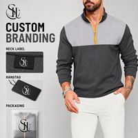 Pull à col montant texturé en maille gaufrée pour homme, demi-zip, color block, personnalisé OME, collection automne, marque privée, vêtements pour homme
