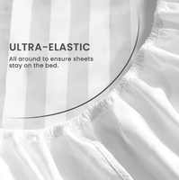 Tissu de drap de lit en satin 100% coton à rayures blanches pour hôtel, rayures de 1 cm/3 cm, léger et respirant, draps de lit écologiques