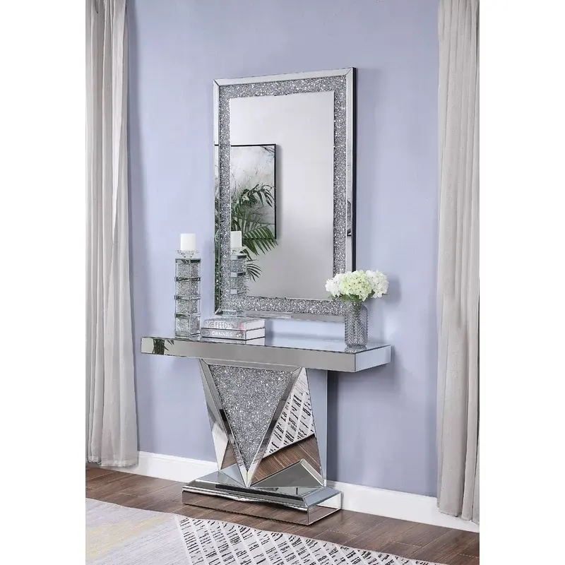Elegante diamante aplastado cristal espejo deco sala de estar consola Mesa