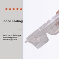 Boîte à lunch jetable transparente à double compartiment, style américain, design de pochette à compartiments séparés, compatible micro-ondes
