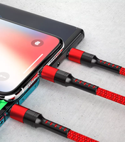 Câble de données de chargeur rapide 5a 1.2M 3 en 1 câble de charge rapide tressé en nylon iPhone pour Samsung pour Huawei 3 1 câble de données de type c