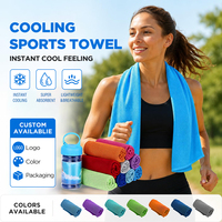 Serviettes rafraîchissantes pour le cou et le visage, personnalisées, pour l'entraînement sportif, la salle de sport, serviette rafraîchissante instantanée avec étui en silicone