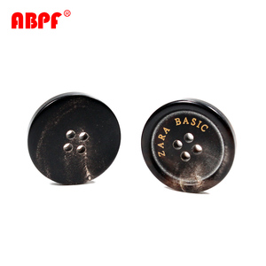 Factory Wholesale 4 Holes <strong>Flatback</strong> Imitated Horn Resin <strong>Button</strong> Custom Real Genuine Horn <strong>Buttons</strong> for Leather Jackets Riding Gear - Product Image 2