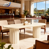 Nouvelle conception moderne, table de salle à manger ovale en fibre de verre durable, personnalisée, 6 places, pour la maison, l'hôtel et l'entrée