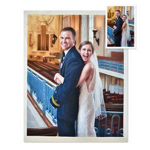 Obra de arte realista hecha a mano mujer y hombre retrato pareja pintura de foto - Product Image 6