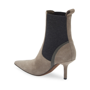 Bottines Chelsea à bout pointu en faux <span class=keywords><strong>daim</strong></span> mélangé avec bordure perlée et talon moyen fin pour femmes, vente en gros OEM ODM - Product Image 4