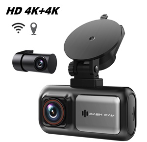 Caméra de tableau de bord double 4K+4K de haute qualité avec Wi-Fi intégré, écran 3,16 pouces, grand angle, GPS, capteur G, enregistrement en boucle et super condensateur pour voiture - Product Image 1