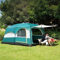Tente de camping imperméable quatre saisons à double couche, tapis de sol en PE épais et résistant à l'usure, deux chambres, hall d'entrée, ouverture rapide automatique