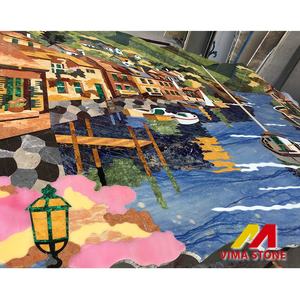 Design di fascia alta a getto d'acqua in marmo medaglione di piastrelle di venezia motivo intarsio in marmo per parete sfondo decorativo arte - Product Image 2