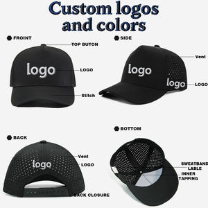 Gorra de béisbol deportiva unisex impermeable con logo personalizado, perforada con láser, de 5 paneles, para golf y running - Product Image 3